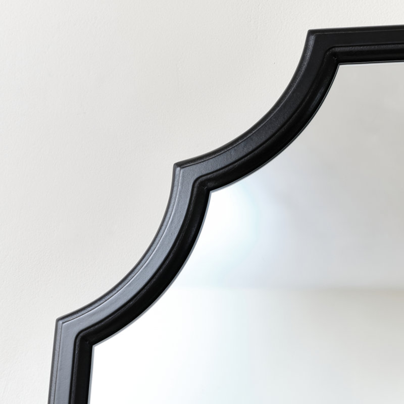 Satin Geometric Framed Wall Mirror 80Cm X 50Cm, Black