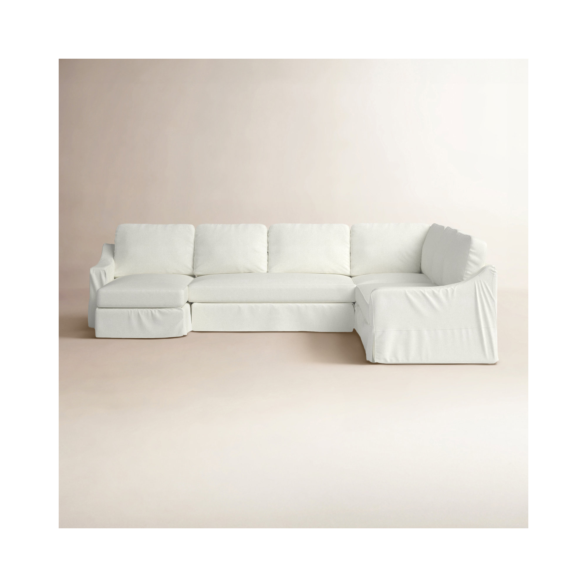 Cranbrook Upholstered U-Sectional, Bayou Off White Canvas, Left Hand Facing