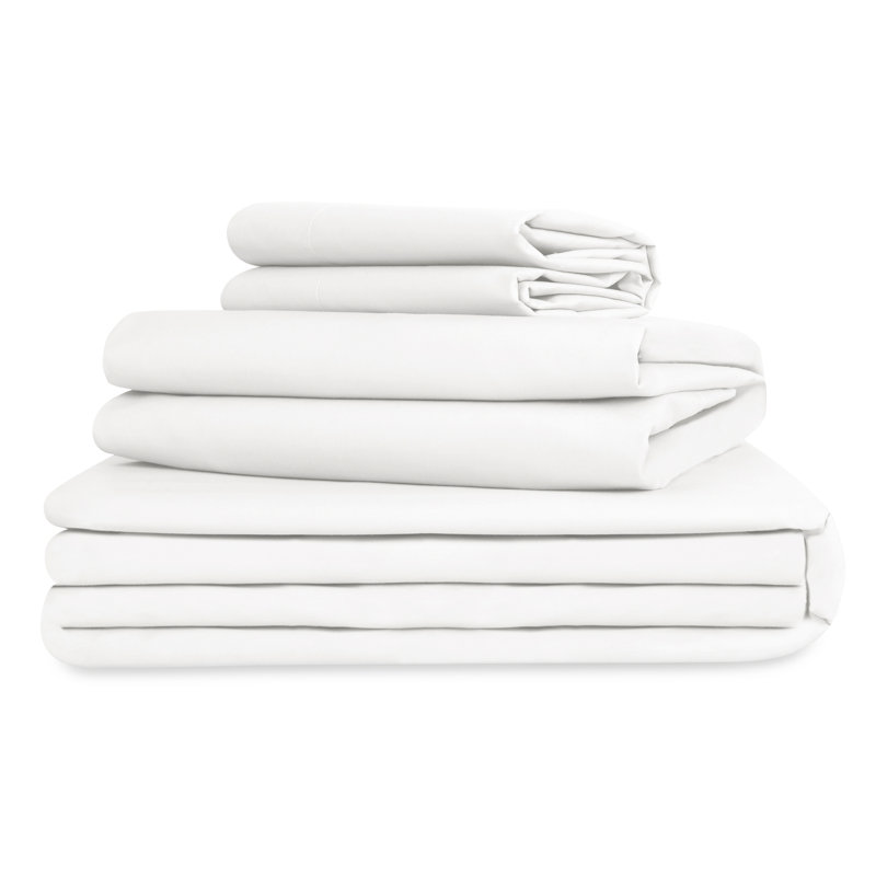 Ensemble de draps 100% coton biologique 100% percale certifié GOTS, ultra doux et soyeux, évacuant l'humidité, Blanc