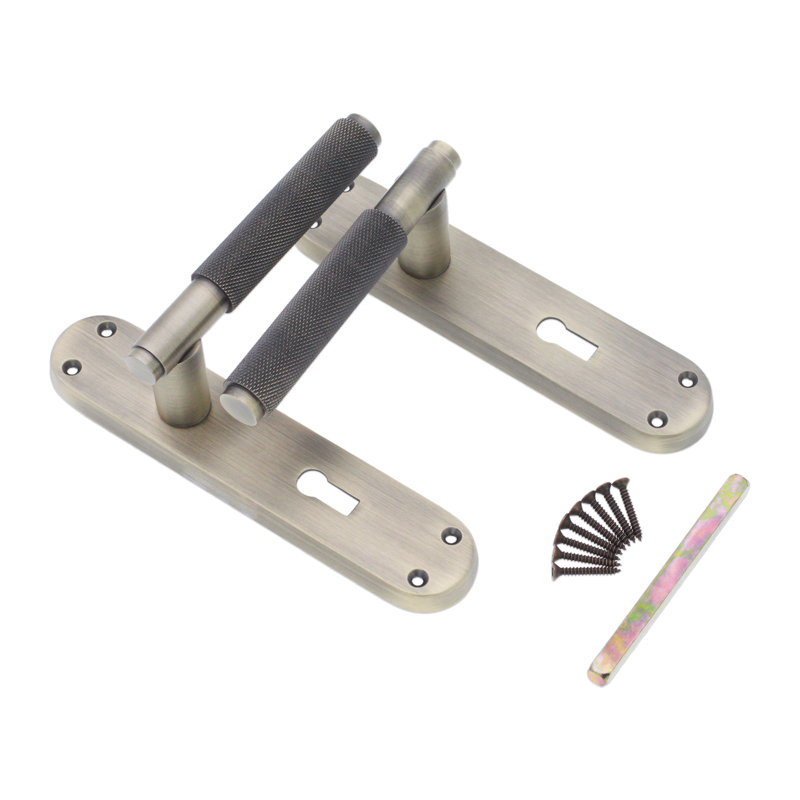 Connaught Knurled Lever on Backplate Lock Matt Antique