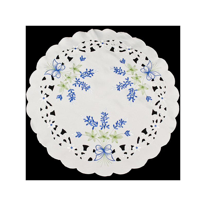Dessus de table bleu Edminas / napperon (rond 23 po)