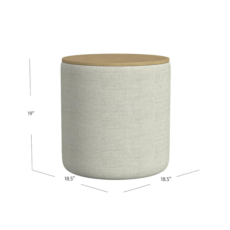 Repose-pieds Mesy, plateau rond brun de 19 po, tissu gris