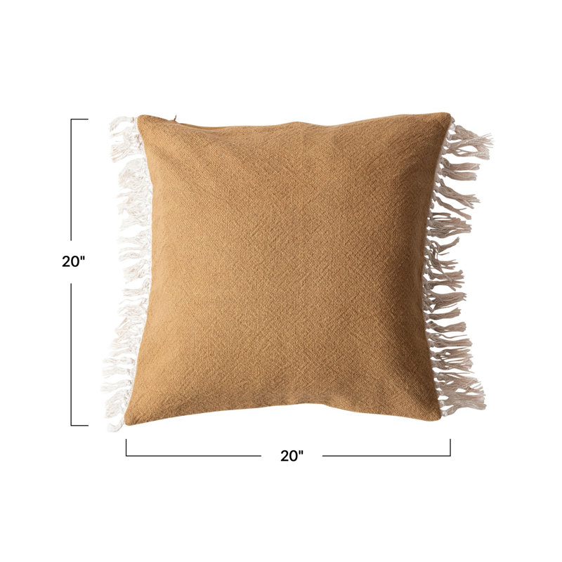 Feathered Cotton Throw Pillow, Brown