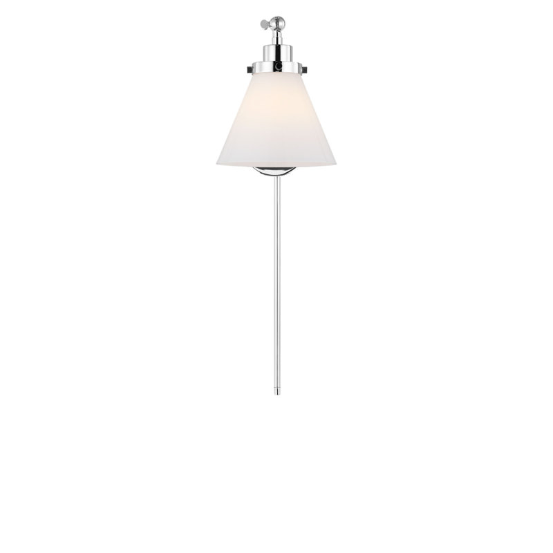 Wellfleet One-Arm Cone Sconce, Milk, Polished Nickel