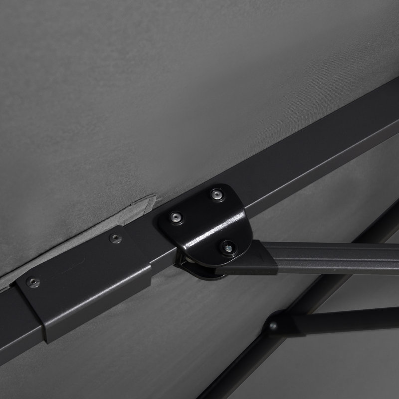 Parasol carré en porte-à-faux gris clair 9 po avec base et rotation à 360 degrés Murren, H 108 po x l 108 po x P 108 po