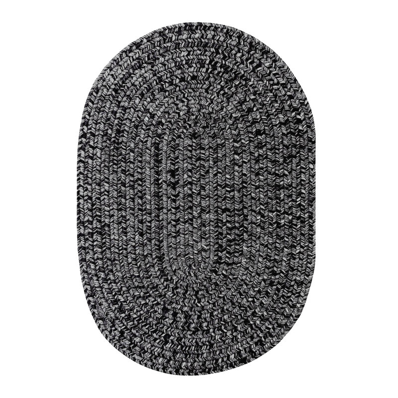  Tapis tressé / tapis noir intérieur / extérieur lavable, Ovale 5 pi x 8 pi