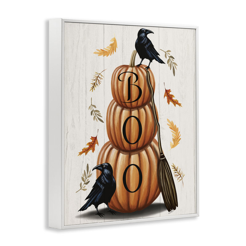Boo Crows & Pumpkins, giclée encadrée, conception par Elizabeth Tyndall, H 14 po x l 11 po