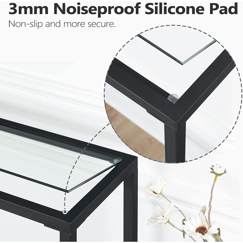 70.9'' Mirrored Glass Top Console Table