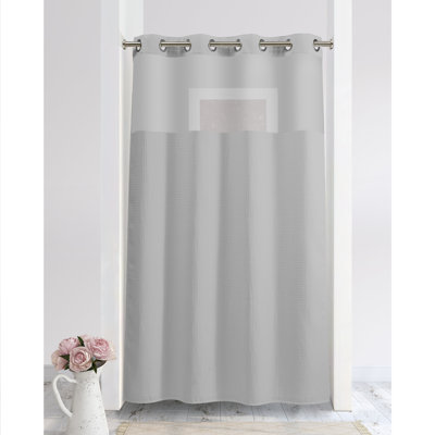 Rideau de douche gaufré en mélange de coton avec doublure inclus