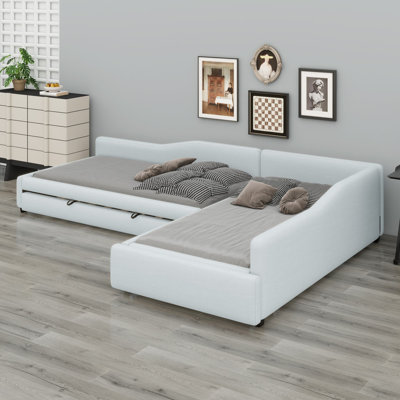 Upholstered Double Daybed With Trundle And Drawer