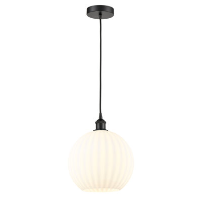 Edison White Venetian 1 Light 8" Cord Hung Mini Pendant-616-G1217