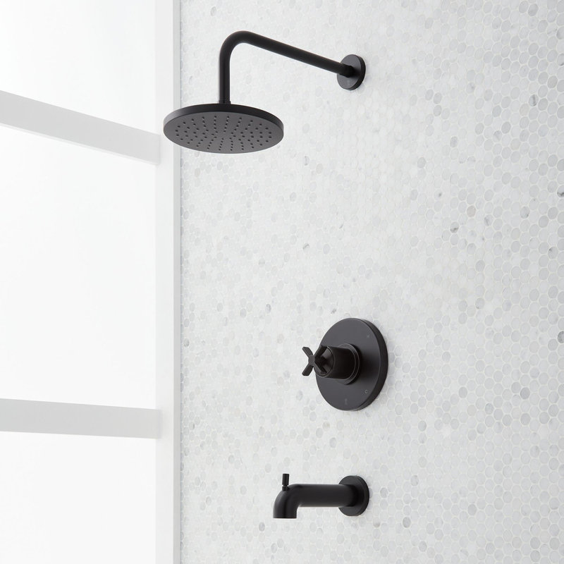 Vassor Pressure Balance Tub and Shower System - Matte Black, Matte Black