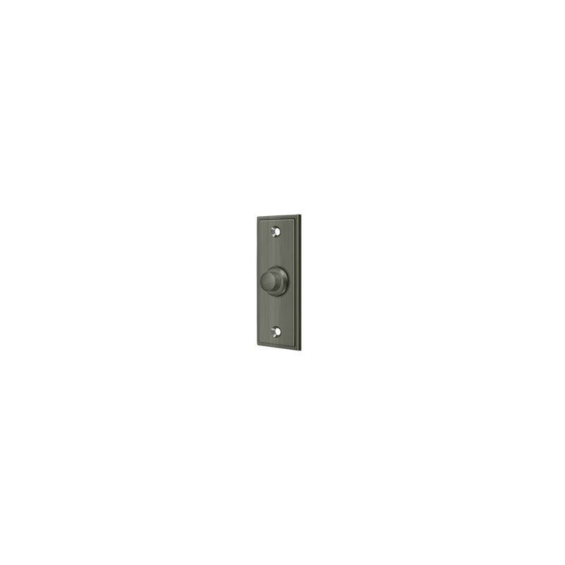 Deltana BBS333CR003 Bell Button, Rectangular Contemporary in PVD Polished Brass, Antique Nickel