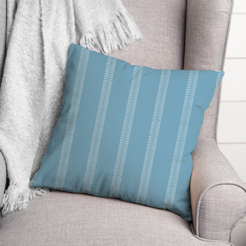 Striped Outdoor Throw Pillow, 16" x 16", Blue