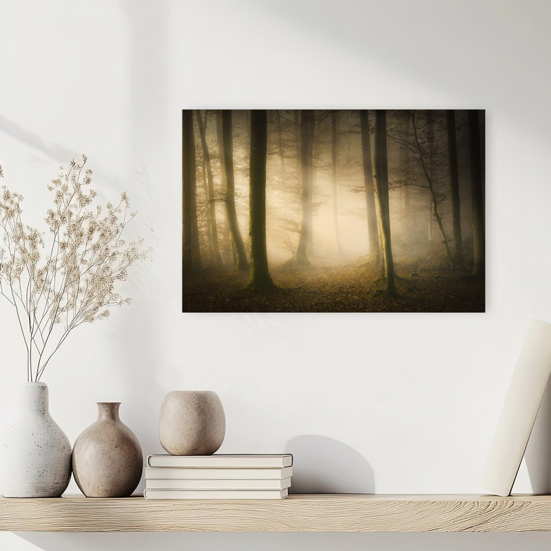 Forêt brumeuse, éthérée, paisible, sereine, impression d'art mural de forêt d'automne, 12" H x 18" W