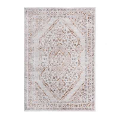 Cream/Ivory/Bordered Non-Shedding Living Room Bedroom Dining Home Office Stylish And Stain Resistant Area Rug