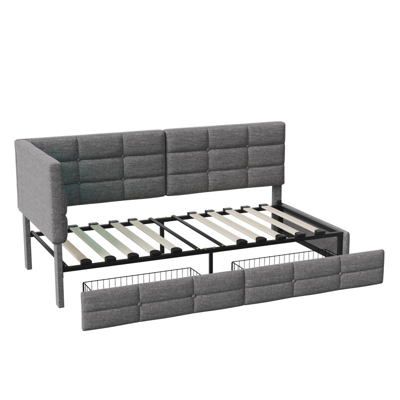 Upholstered Daybed, European Single (90 x 200 cm), Grey