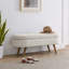 Banc de rangement repose-pieds ovale beige avec pieds en bois d'hévéa | Idée de cadeau