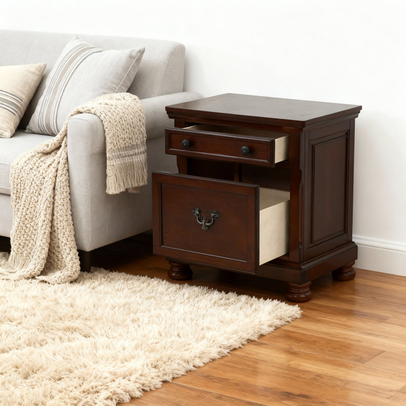 Table de chevet à 2 tiroirs, table de chevet avec tiroirs coulissants pour le rangement de la chambre à coucher