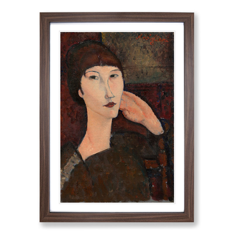 Adrienne by Amedeo Modigliani - Picture Frame Painting, Walnut, 36cm H x 27cm W x 2cm D