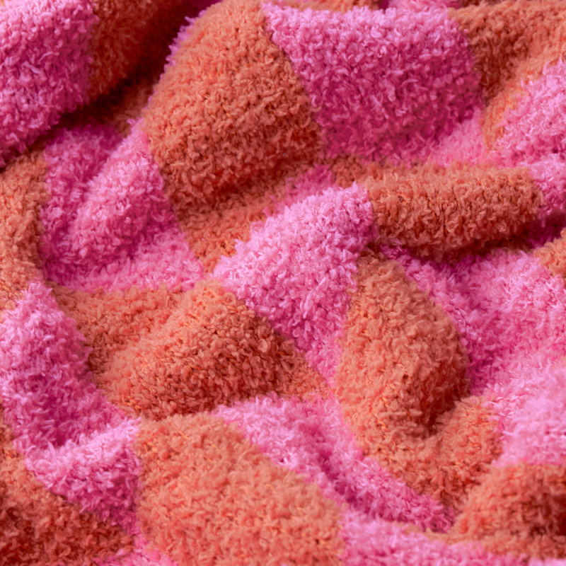 Olsen Geometric Knitted Blanket, Pink Geometric