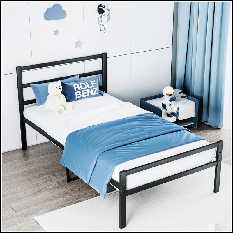Base de lit plateforme robuste en métal avec tête de lit élégante, parfaite pour les solutions de chambre à coucher modernes et durables