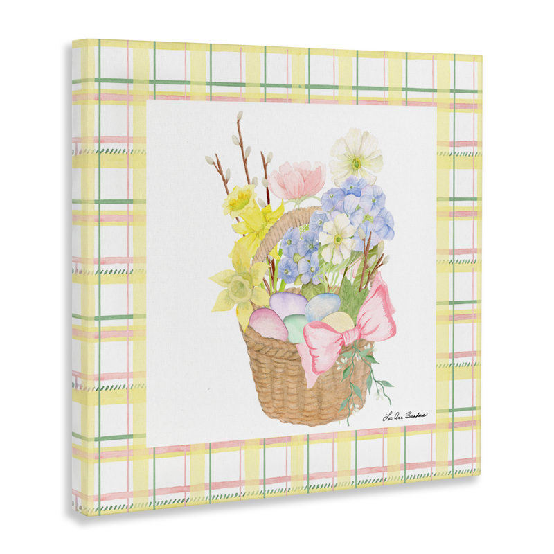 Panier de printemps sur toile écossaise, design par Lee Ann Sanders, H 36 po x l 36 po