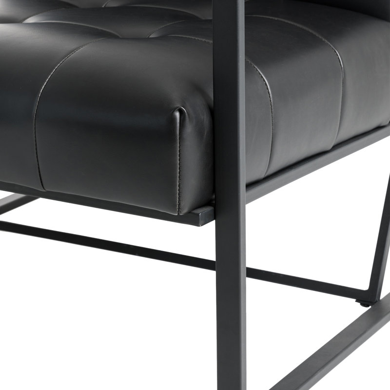 Fauteuil capitonné l 29,5 po Billings, Similicuir noir