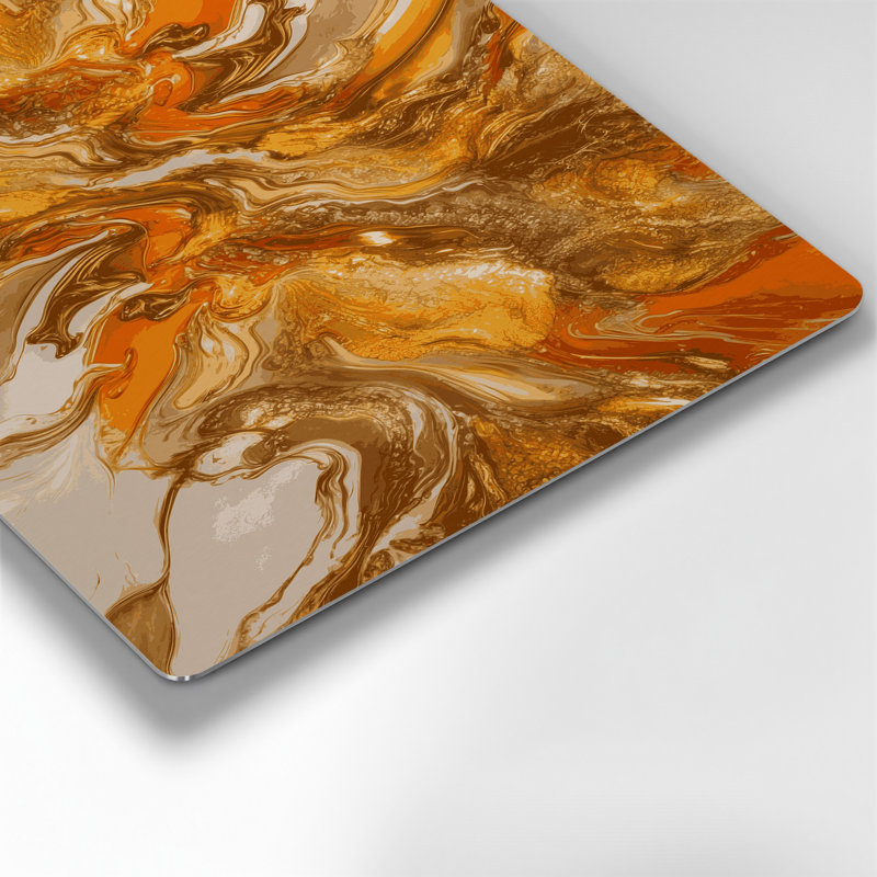 Abstrait fluide, art mural en métal brun 9, H 11 po x l 14 po