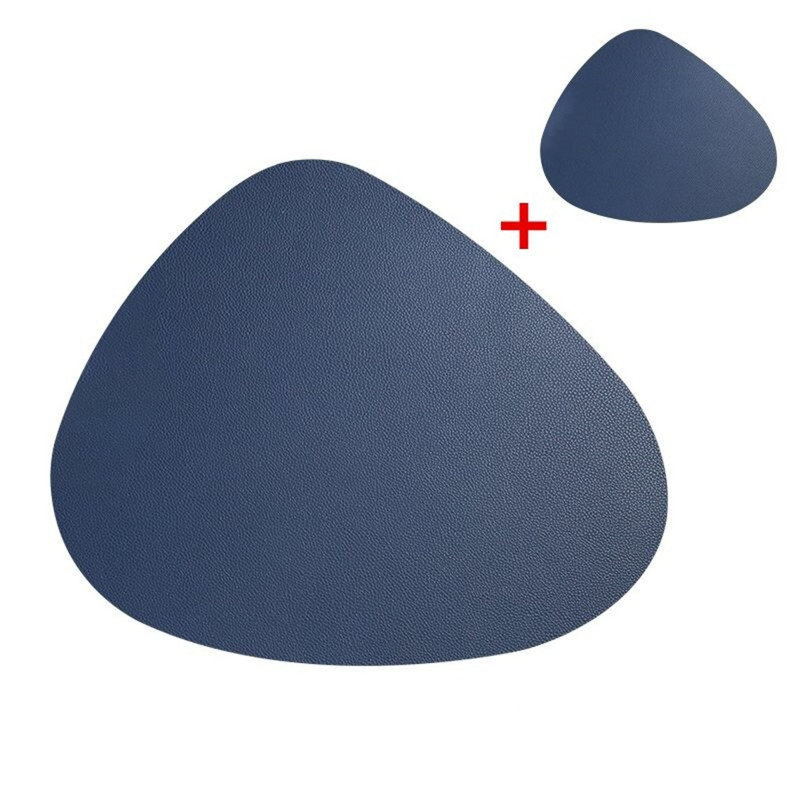 Buetti Faux Leather Solid Colour Oval Placemat, Navy Blue