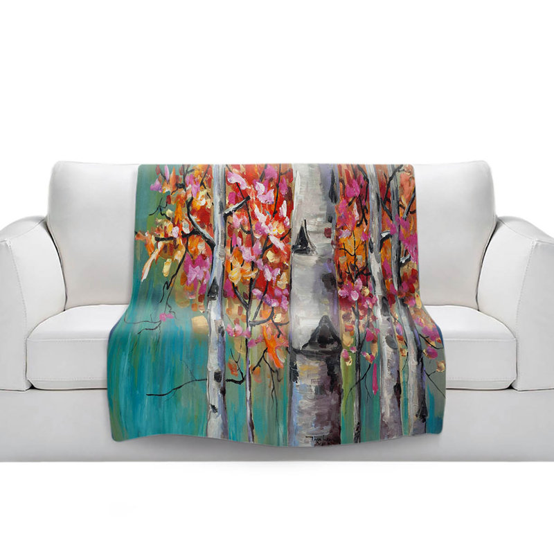 Couverture sherpa doux bouleau tree 1, l 68 po x L 80 po