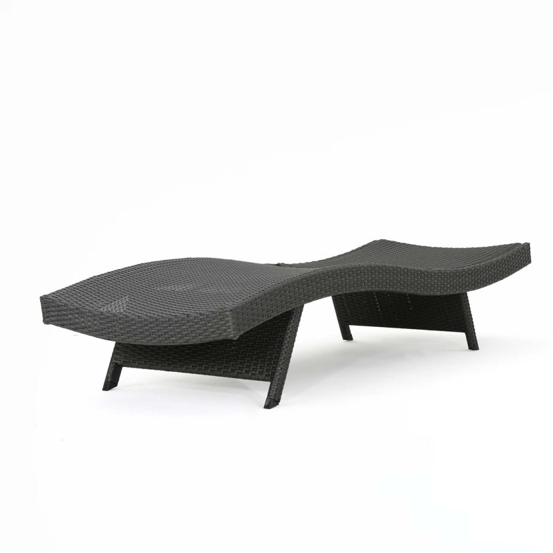 Chaise longue en osier PE, Gris
