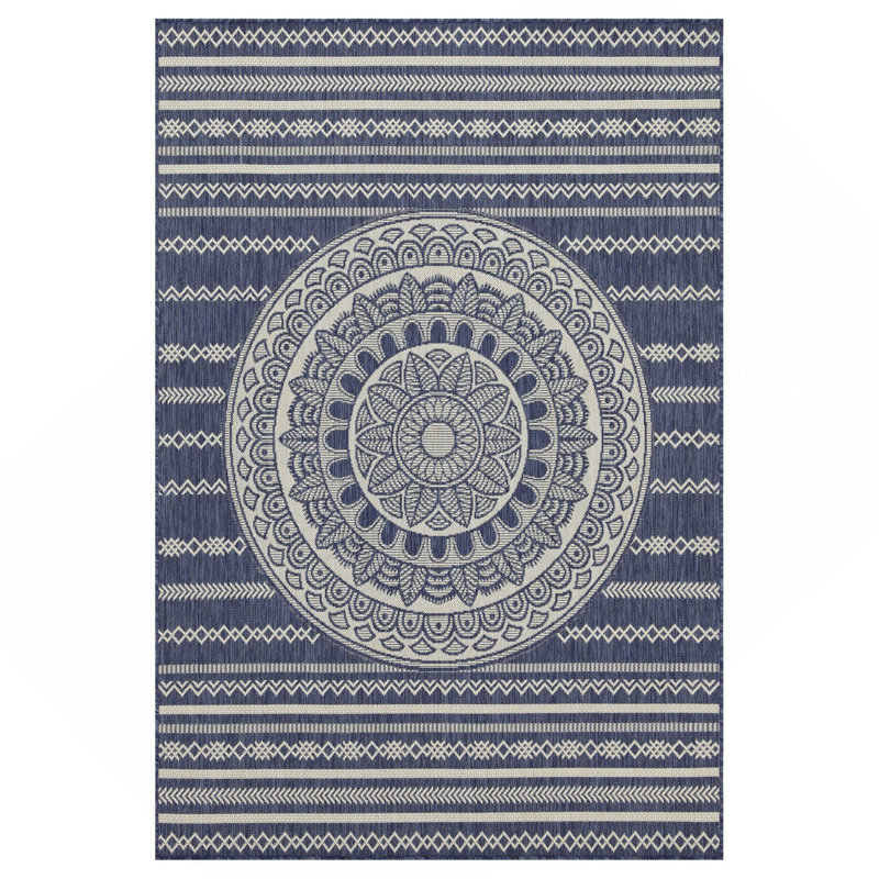 Blue 5 Ft. 3 In. X 7 Ft. 3 In. Indoor/Outdoor Area Rug, Rectangle 5'3" x 7'3"