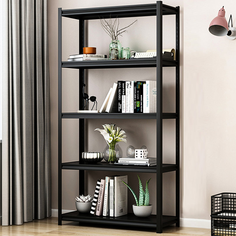 Étagère de garage à 5 niveaux H 63 po, tablettes réglables en métal robustes de 2000 lb pour le garage, le salon, le lieu de travail, étagères noires de H 63 po, cuisine de rangement, chambre à coucher,