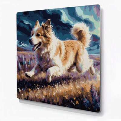 Dogs Icelandic Sheepdog Purple Metal Wall Art