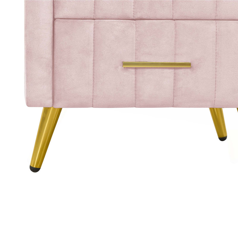 Ensemble de chambre à coucher 4 pièces avec grand lit tapissier avec repose-pieds et tables de chevet modernes en velours côtelé