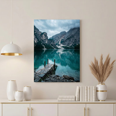 Art mural sur toile Gallery Wrap pour le salon, la chambre à coucher, le bureau ou le vestibule - décoration murale décorative avec lac de montagne