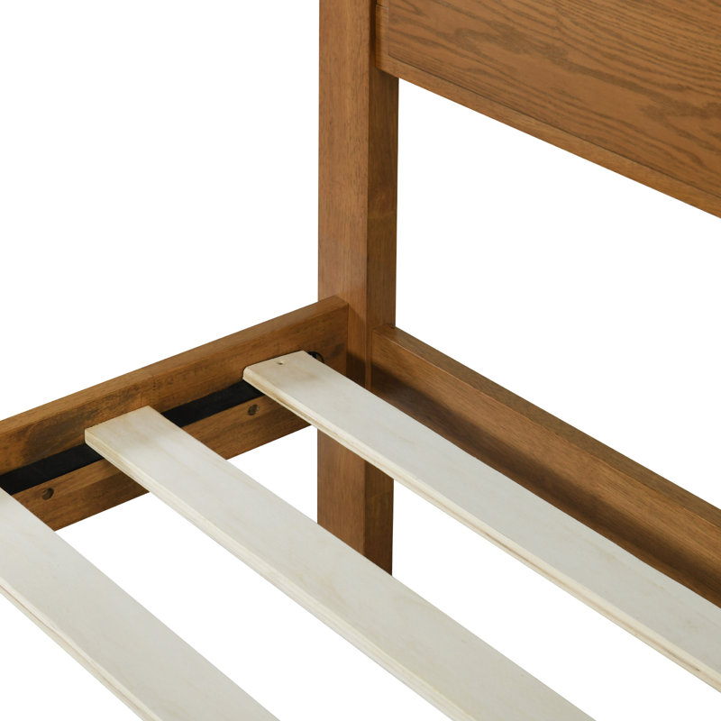 Ensemble de chambre en bois massif Knighten, Noyer, Lit simple