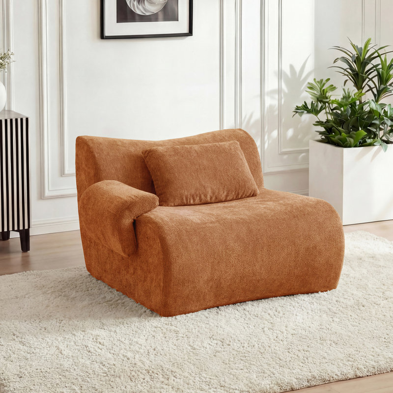 Welliver Upholstered Left Arm Facing Chair, Orange, Left