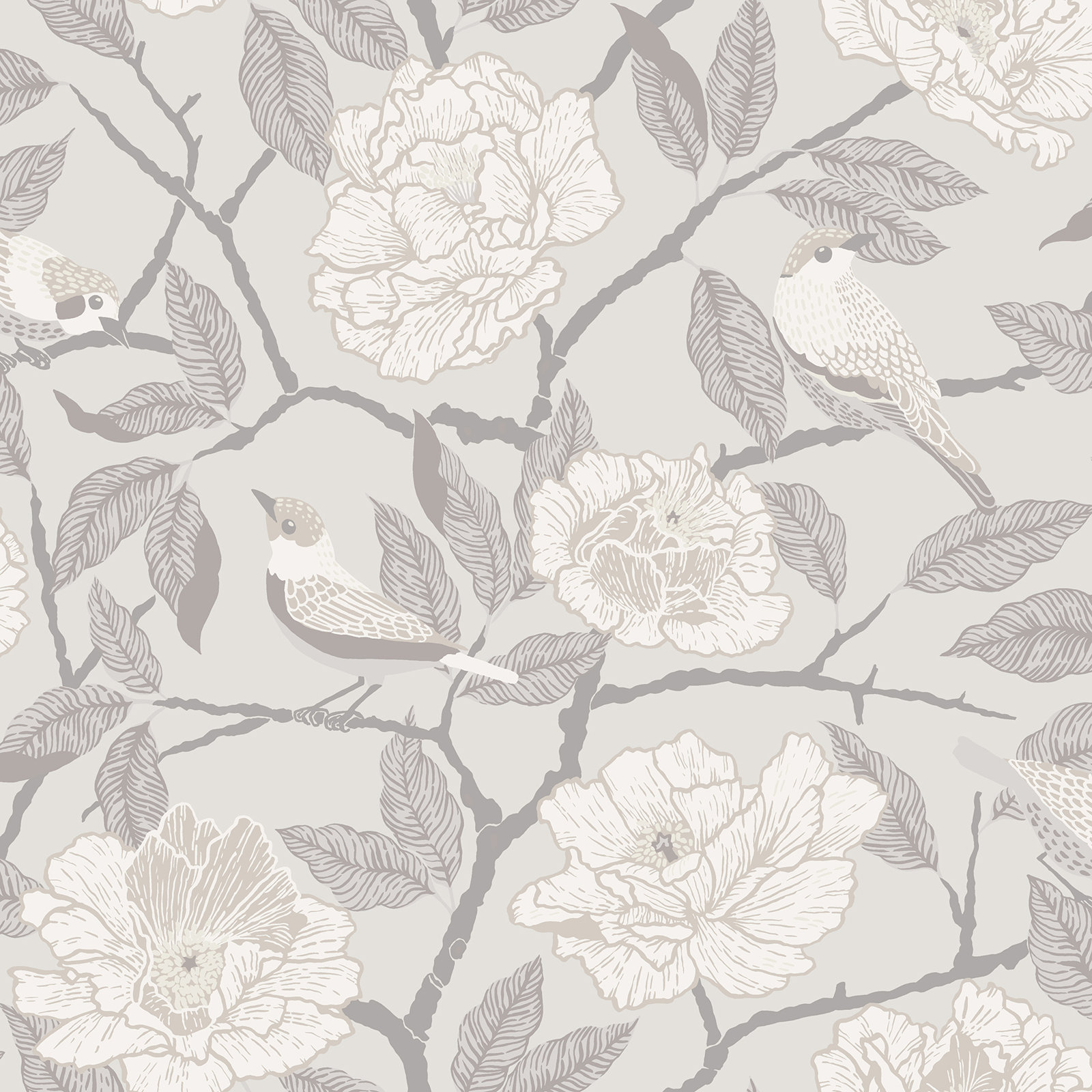 Botanical Wallpaper, White/Off-White