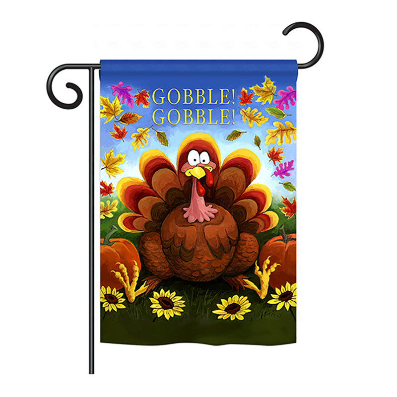 Drapeau maison en polyester 2 côtés gobble, H 18,5 po x l 13 po