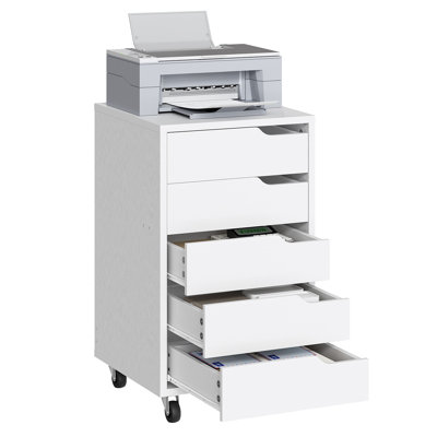 15.7"W 5-Drawer Mobile File Cabinet
