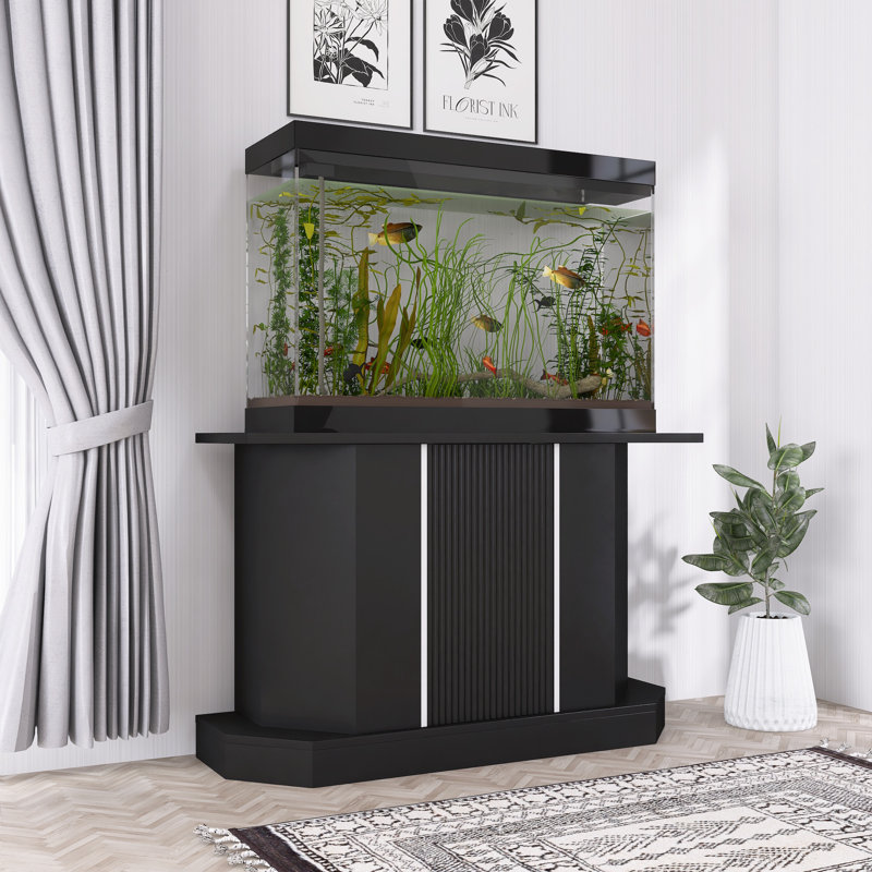 Support pour aquarium robuste 55-75 gallons - noir, ports électriques et rangement