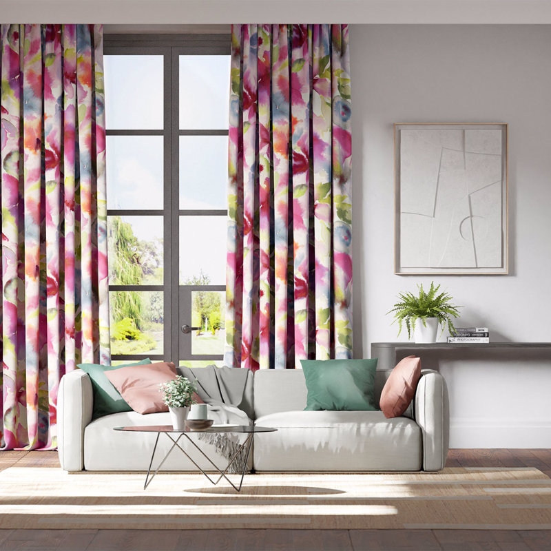 Flores Fabric, Fuchsia/Zest/Azure