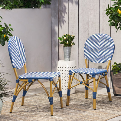 Sièges d'extérieur pour 2 personnes, style français, pe, aluminium, bleu marine, chaises de jardin rouille, style, imprimé, rouille