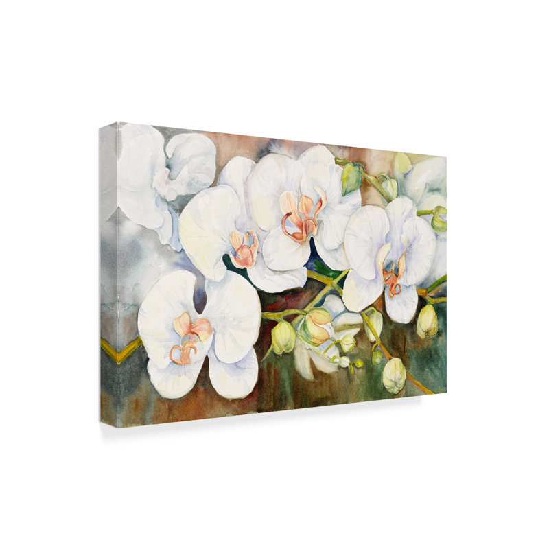 White and Brown Floral Landscape Canvas Art