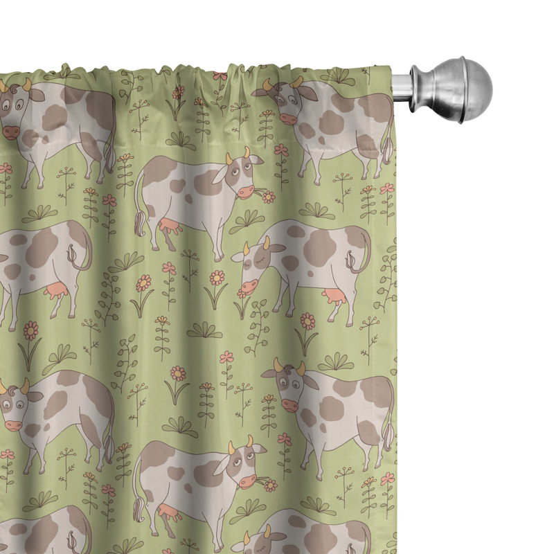 Cattle Floral Semi-Sheer Rod Pocket Sliding Panel, 28" x 84"