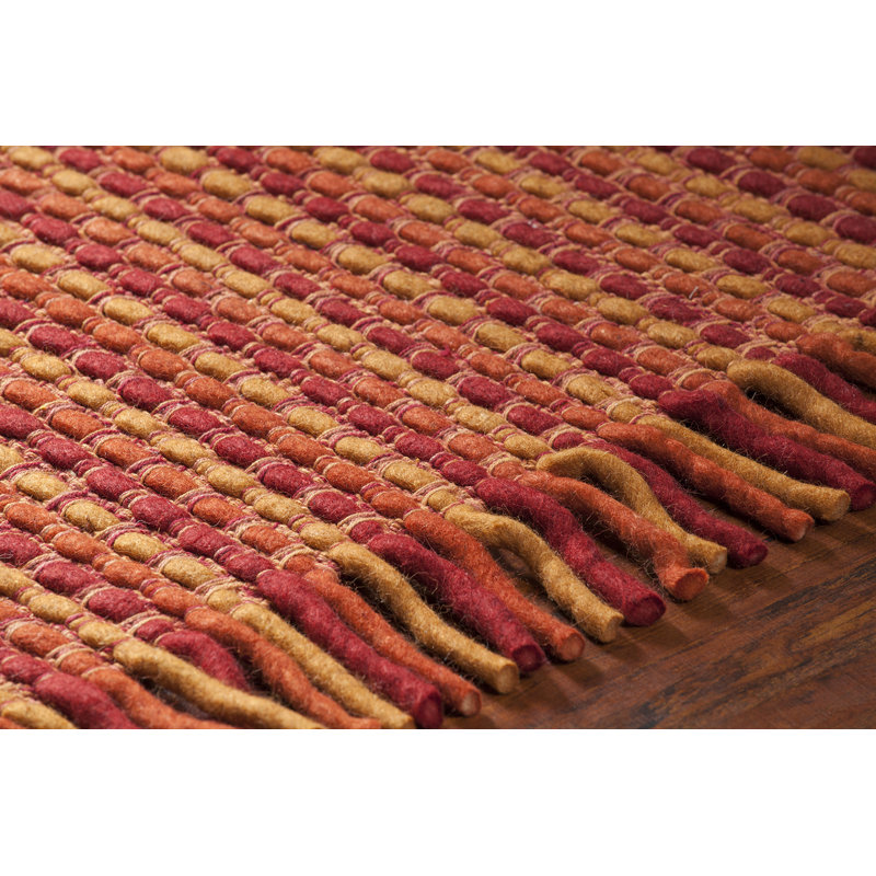 Adaline Hand-Woven Red/Orange Area Rug, 7'9" x 10'6"