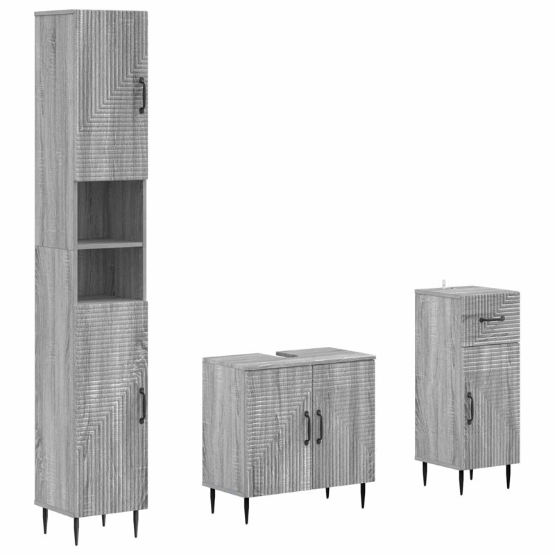 Bathroom Storage Furniture Set, Grey Sonoma