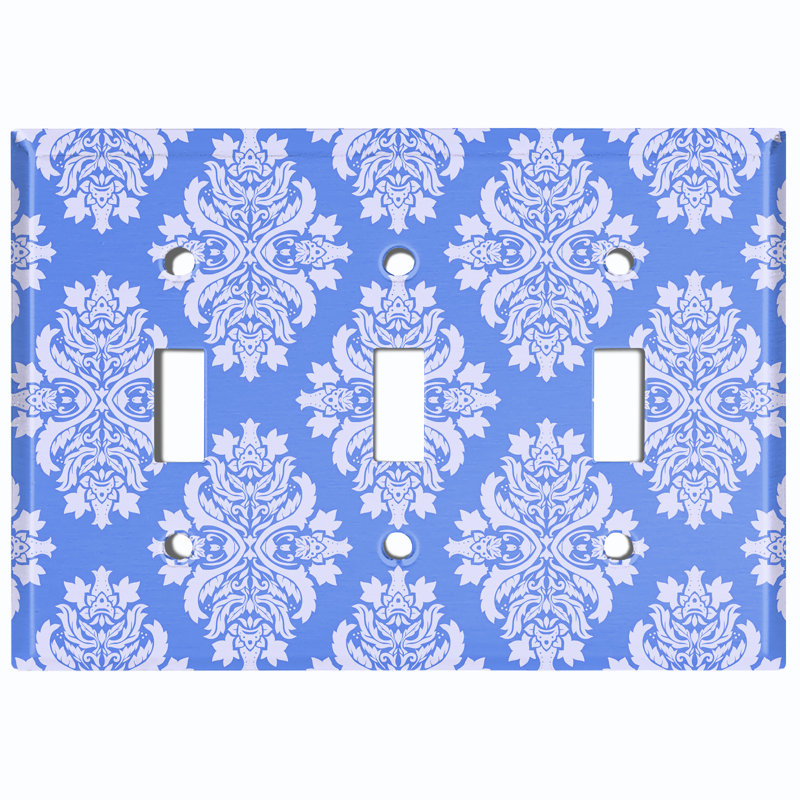 Patterned 3 - Gang Toggle Light Switch Standard Wall Plate, Blue